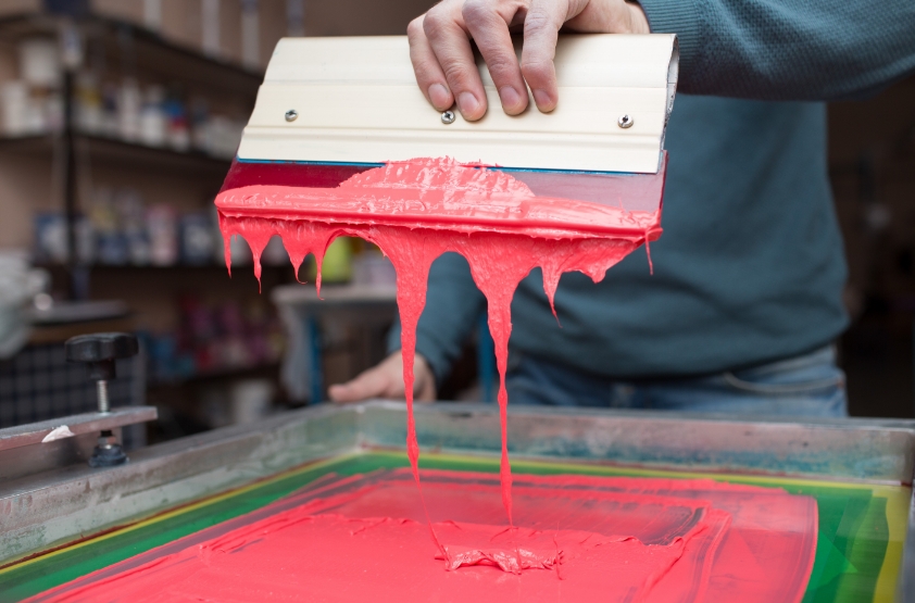 screen printing with red ink 